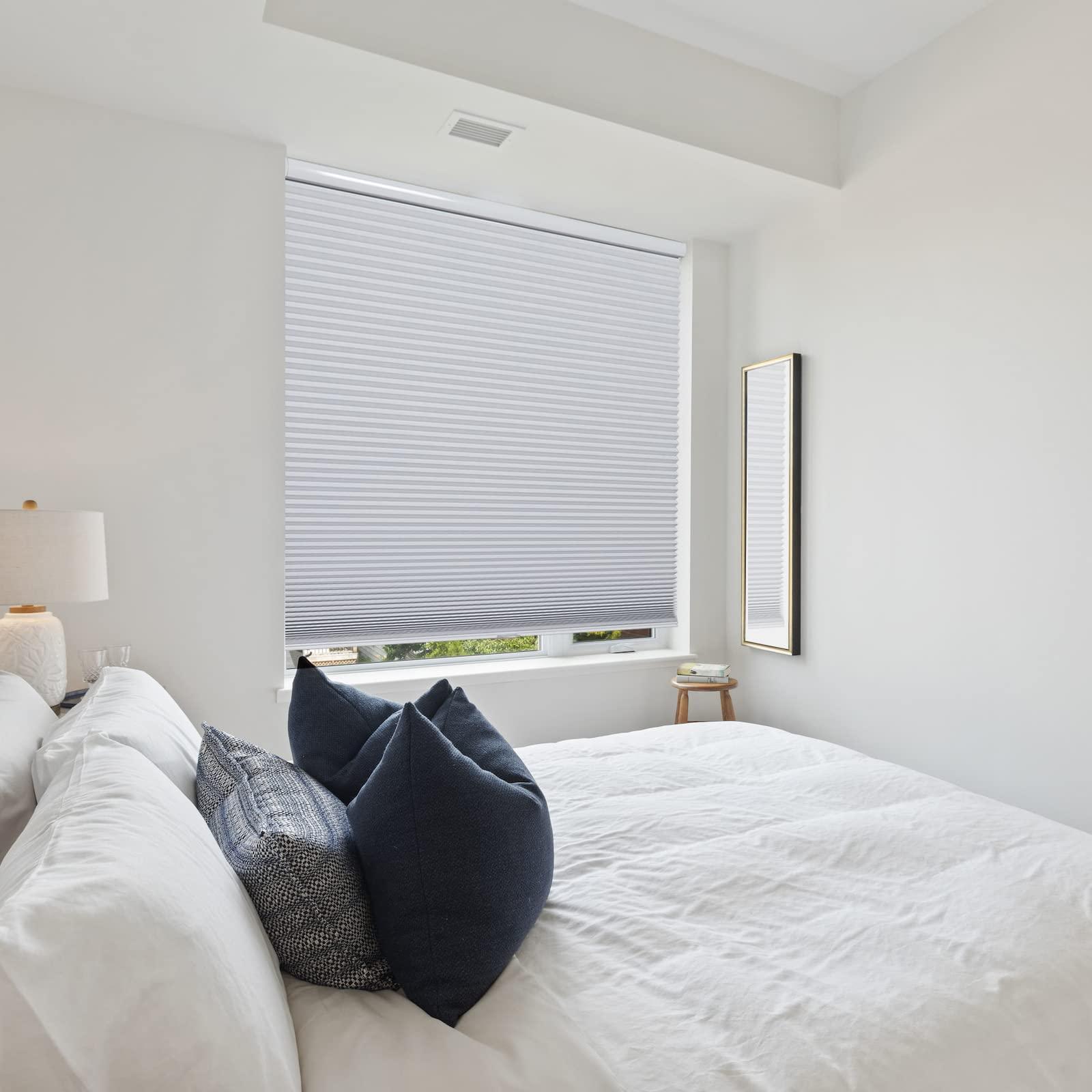 Persilux Persilux Honeycomb Blinds for Windows Cordless Cellular Shades Blackout 1.5" Cell Room Darkening for Home, Night White, 55" W x 72" H