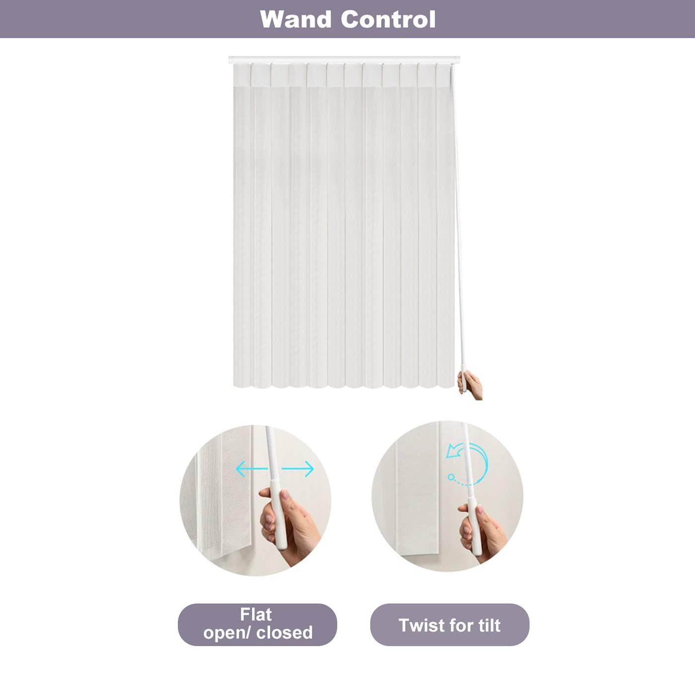 Graywind Graywind Manual Sheer Vertical Blinds Custom Size Adjust Light Fabric Sheer Free Wand Control Privacy Light Filtering Track Slats Set for Patio Sliding Glass Door Large Window (Striped Beige)