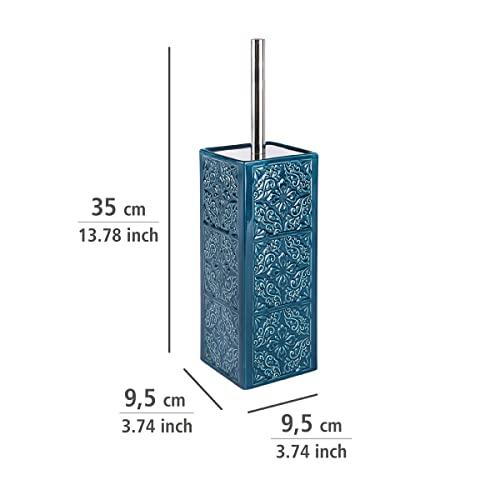 WENKO WENKO Cordoba Blue-Toilet Brush Holder, Closed Form, 9.5 x 9.5 x 35 cm