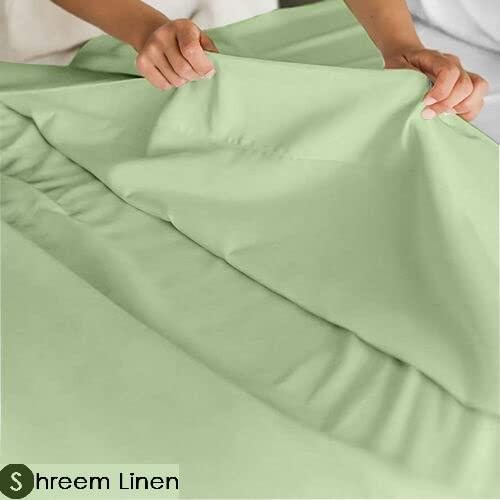 Shreem Linen Waterbed Sheets Queen Size Attached Waterbed Sheets 100% Egyptian Cotton 600-Thread Count 4 Piece Sheet Set 15\" Deep Pocket Attached Waterbed Sheet Set in Solid (Sage, Queen)