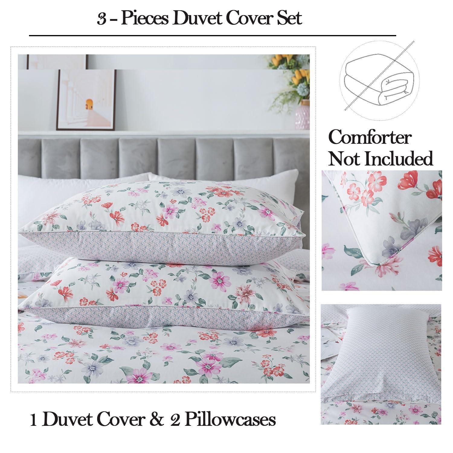 FADFAY FADFAY Floral Duvet Cover Set Twin XL 100% Cotton College Bedding Morning Glories Flower Comforter Cover Set Soft Breathable Farmhouse Dorm Room School Bedding Twin Extra Long with Zipper 3 Pieces
