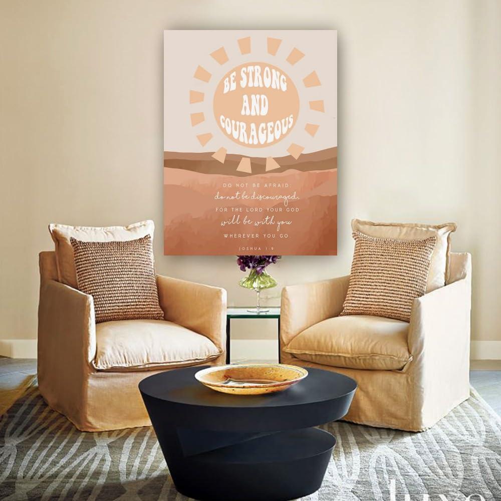 Deneest Deneest Joshua 1 9 Bible Scripture Wall Art Be Strong and Courageous Posters Art Prints Giclee Pictures Painting Living Room Vertical Canvas (16.00\'\'x24.00\'\',Unframed)
