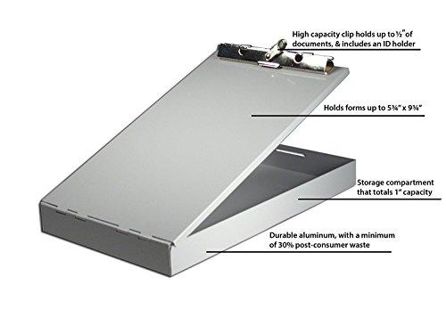 Redi-Rite Saunders Silver Memo Size Aluminum Redi Rite Storage Clipboard with 1 Inch Storage Compartment and Self Locking Latch - Form Holder Perfect for Contractors, Truckers, and Office Use