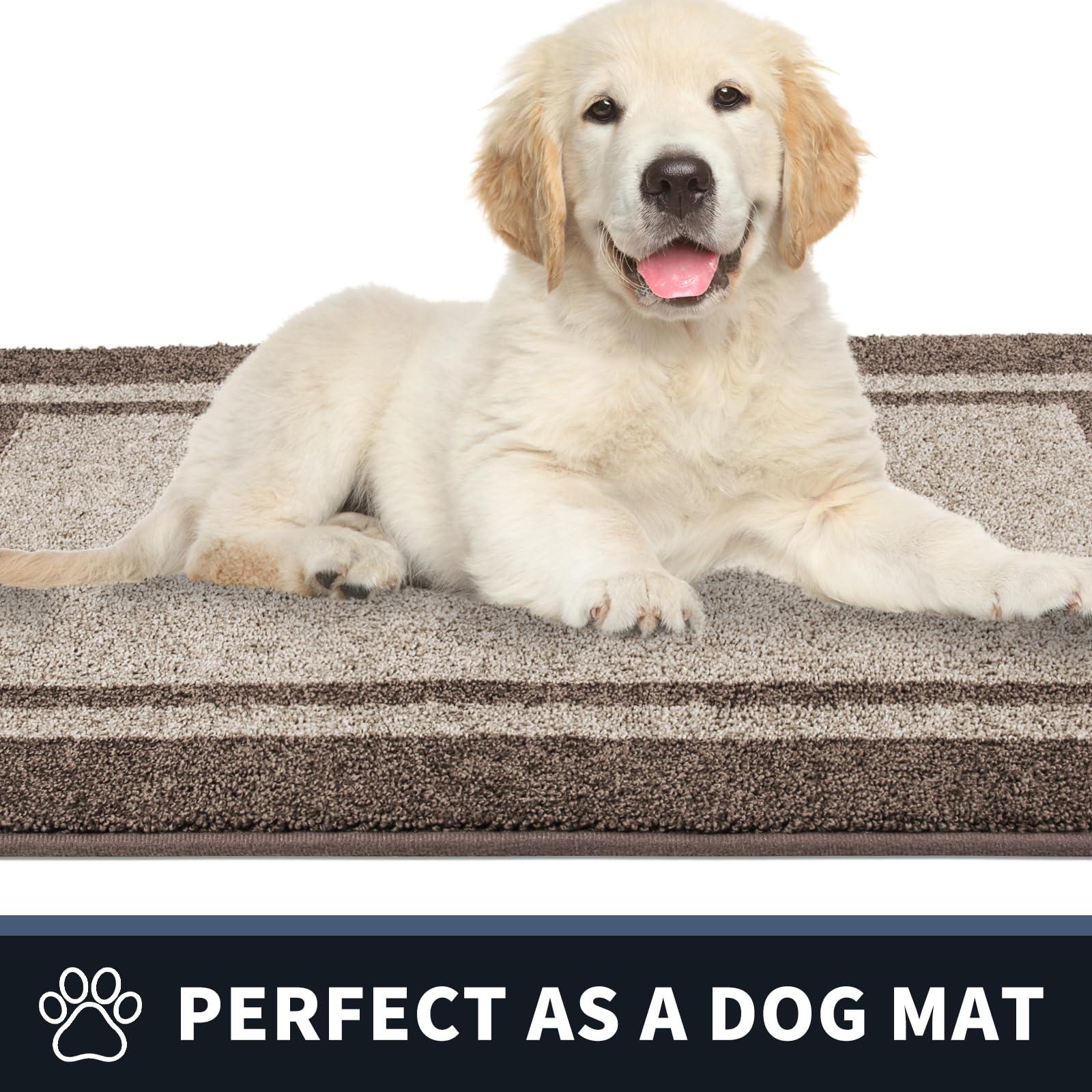 PURRUGS PURRUGS Dirt Trapper Door Mat 20" x 32", Non-Slip/Skid Machine Washable Entryway Rug, Shoes Scraper, Area Rug, Super Absorbent Welcome Mat for Muddy Wet Shoes and Paws, Beige & Grayish Brown