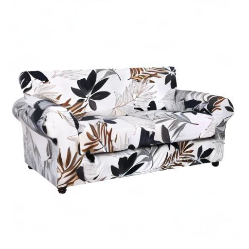 SearchI SearchI Stretch Sofa Cover Printed Couch Cover, Floral Pattern 3 Pieces Loveseat Slipcover with 2 Separate Cushion Cover, Washable Furniture Protector for Living Room(Loveseat, Maple Leaf Pattern)