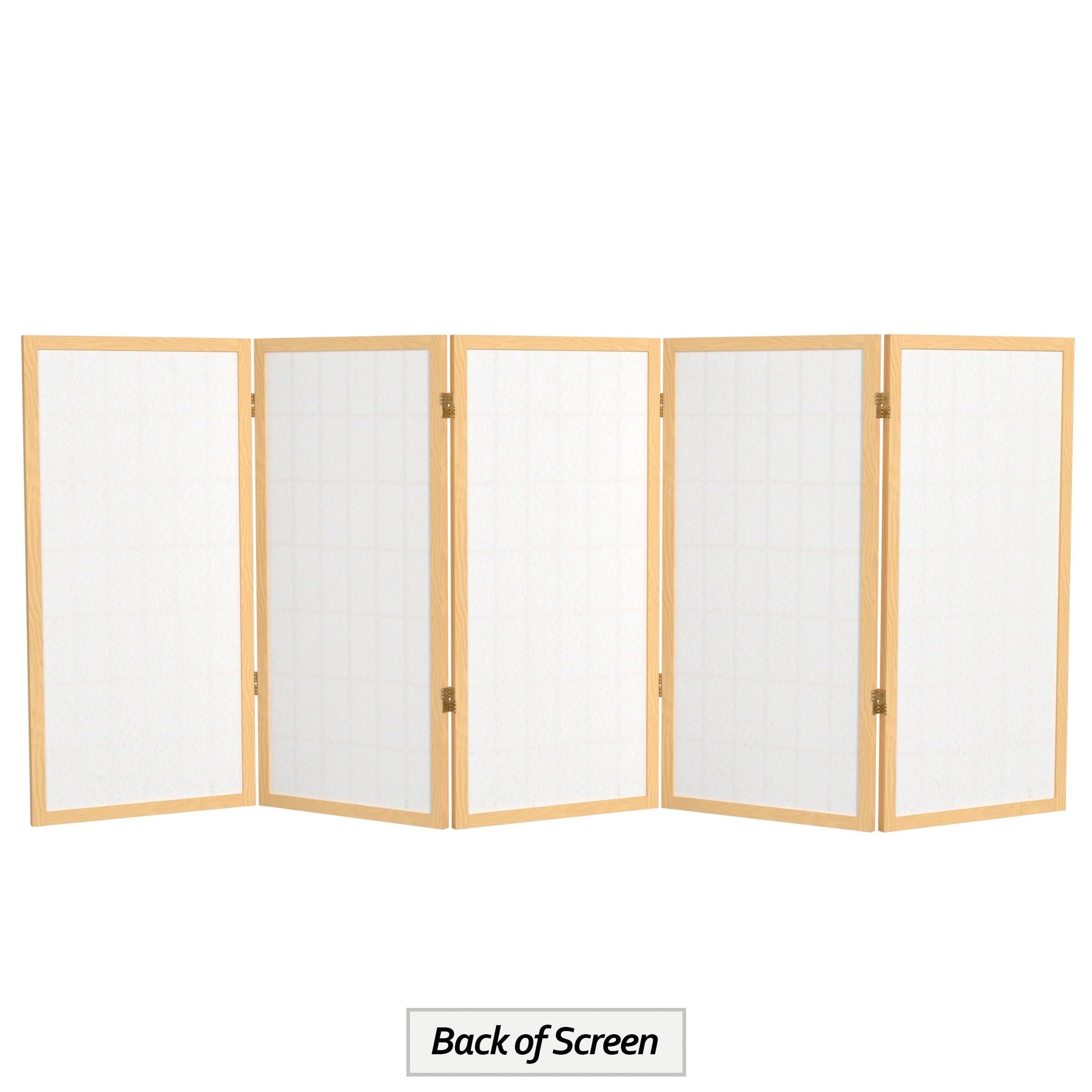ORIENTAL Furniture 3 ft. Short Window Pane Shoji Screen - Natural - 5 Panels