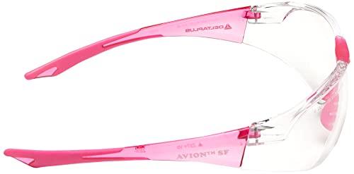 Elvex Elvex Delta Plus SG-18C-SLIM-PINK Avion SF Safety Glasses, Clear Lens with Pink Temple Tips, Slim Fit, Flexible, Abrasion Resistant, Anti Fog