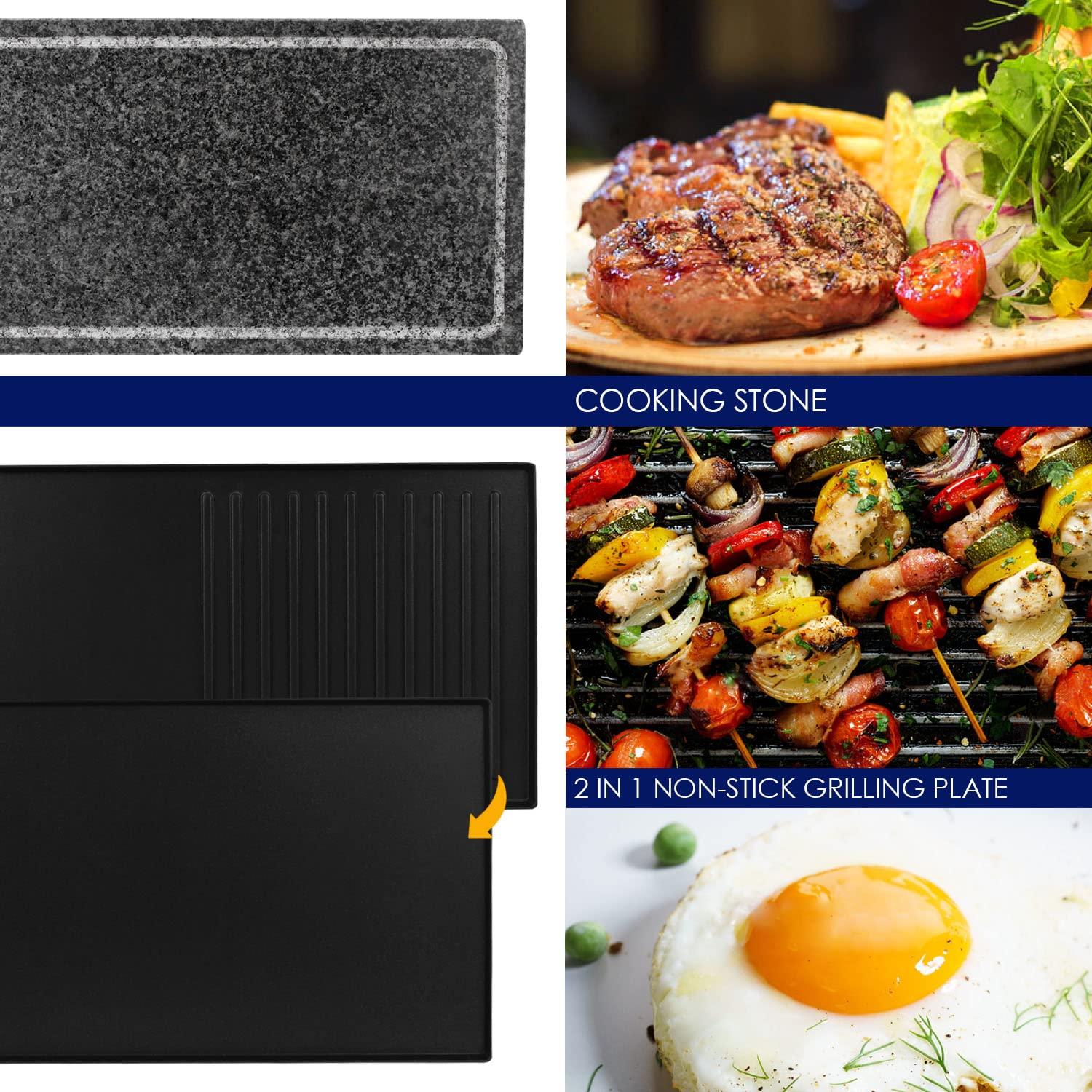 Artestia Artestia 1500W Large Size Raclette Cheese Grill Adjustable Temperature Korean BBQ Grill, Cheese Raclette with Grill Stone and Non-Stick Reversible Aluminum Plate for Parties Family