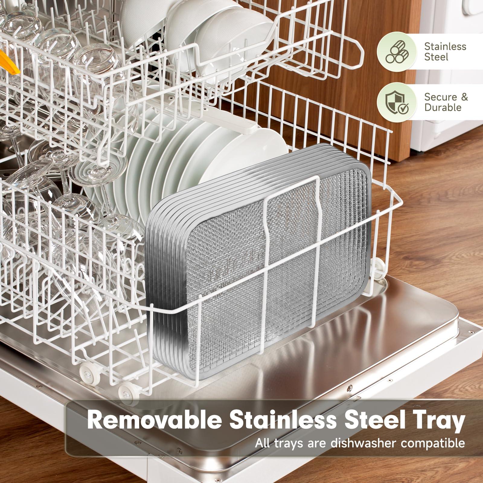 SUCISENI SUCISENI Commercial Food Dehydrator Machine 800W 18 Trays Stainless Steel Food Dehydrated Dryer with 24H Timer Touch-Control LED Display Over Heat Protection for Jerky Herbs Meat Beef Fruit Vegetables