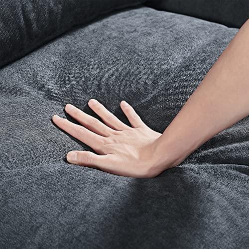 PONLEE Extra Wide Deep Seat Feather Filled Convertible Modular Sectional Sofa Cloud Couch with Reversible Chaise and Waist Pillows, 6 Seater Oversized Sleeper Lounge Sofa&Couches for Living Room Office