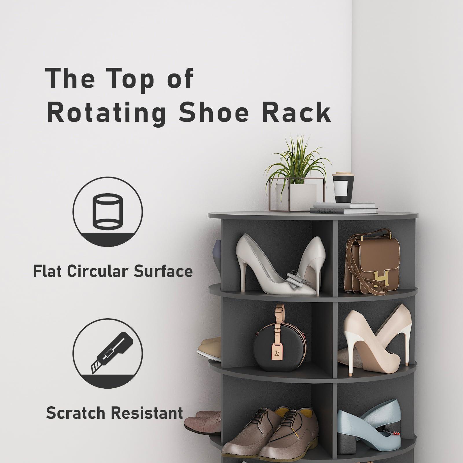 Rpuzonier Rotating Shoe Rack Tower, 7-Tier Spinning Shoe Rack, Free Standing 360 Revolving Shoe Organizer Rotating Vertical Shoe Rack Can Hold 28 Pairs of Shoes for Entryway Living Room Hallway