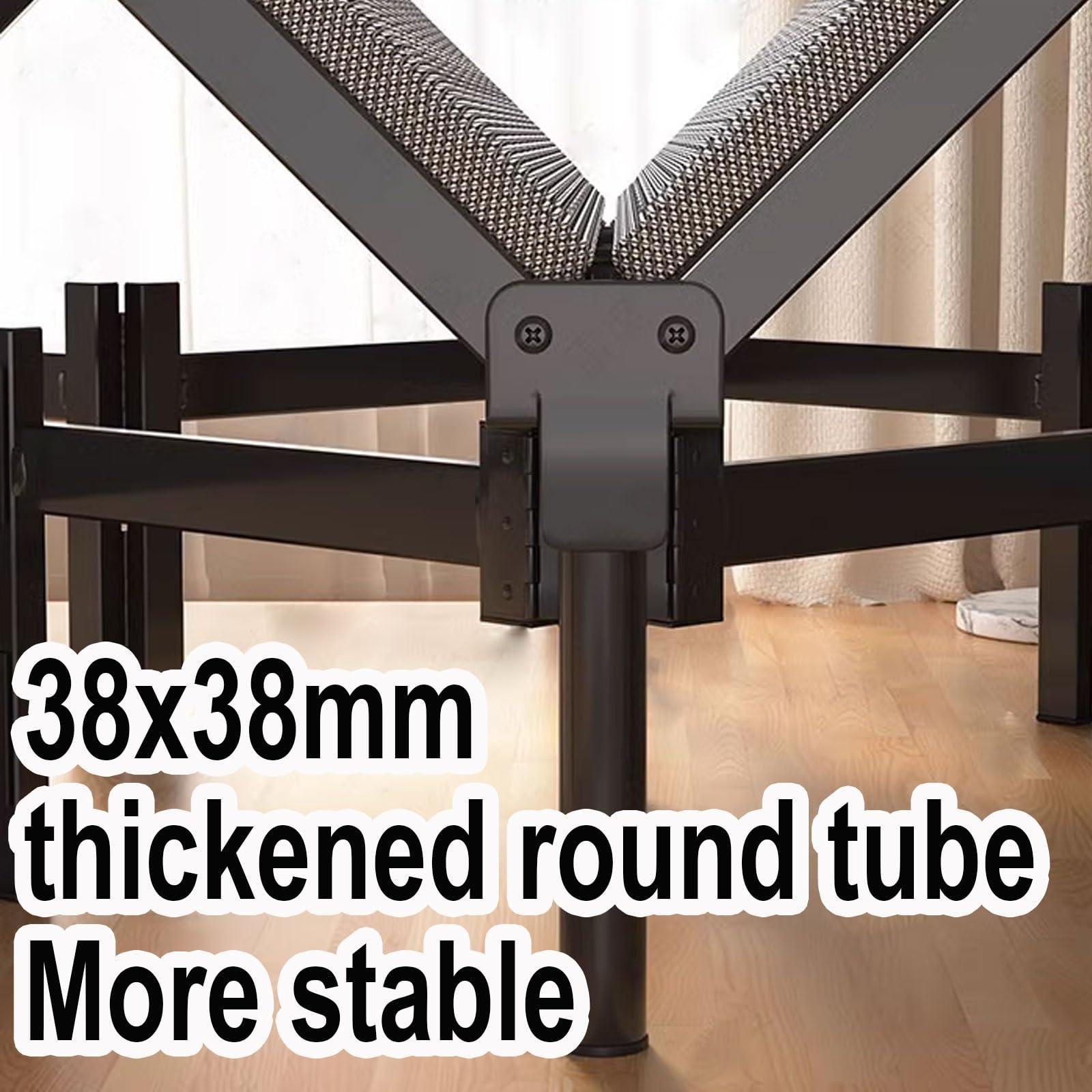 AoForce Fold Up Beds for Adults Metal Folding Bed Frame, No Tools Required 4-fold Design for Easy Storage Ideal for Small Apartments, Guest Rooms, Twin, Black(190 * 90 * 78CM)