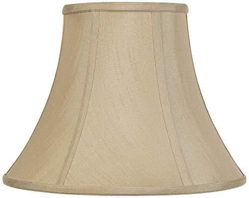 Imperial Shade Taupe Medium Bell Lamp Shade 7" Top x 14" Bottom x 11" Slant x 10.5" High (Spider) Replacement with Harp and Finial - Imperial Shade