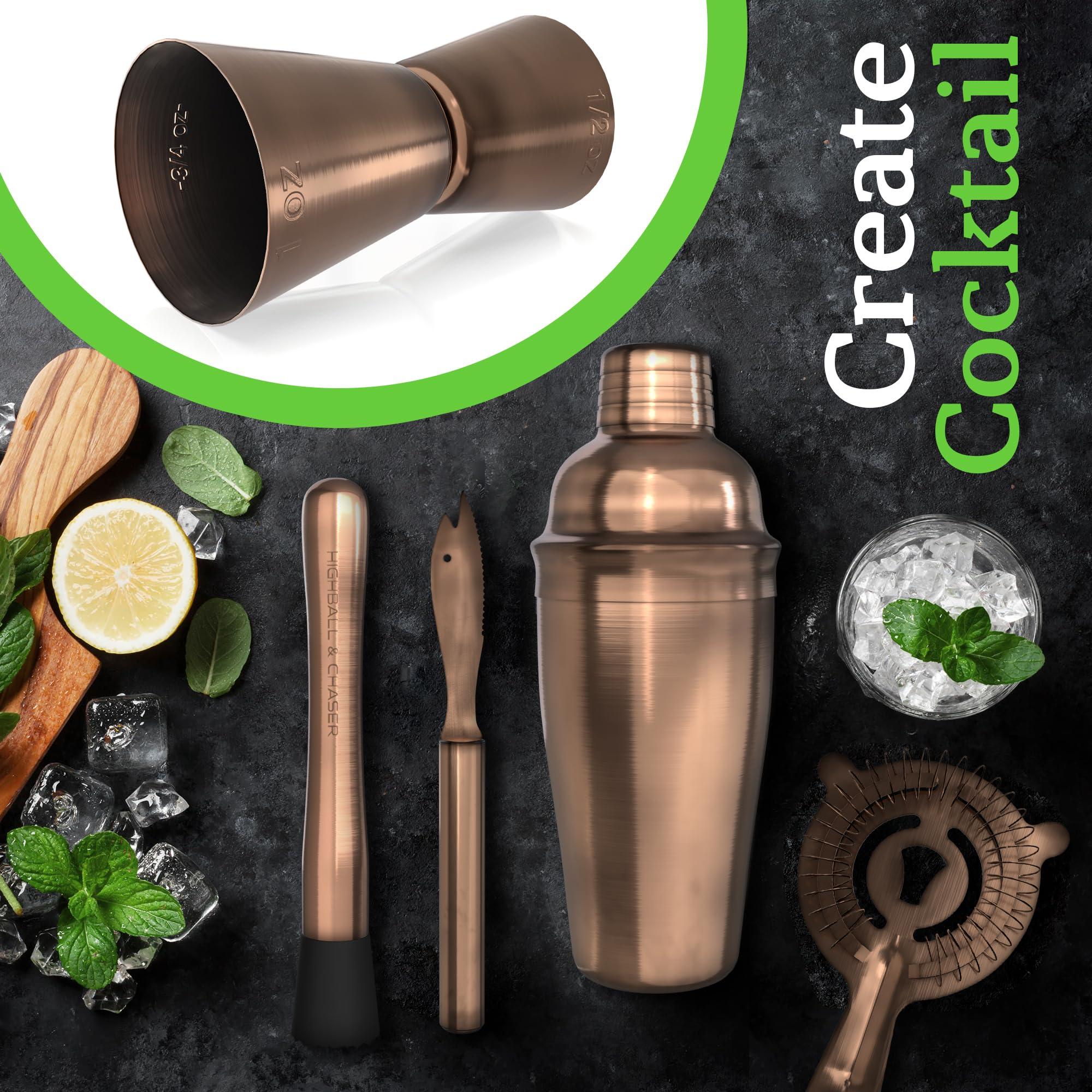 Highball & Chaser Highball & Chaser Cocktail Shaker Set: Bartender Kit for Home Bar Mixology Cocktail Bar Set Plus E-Book with 30 Recipes