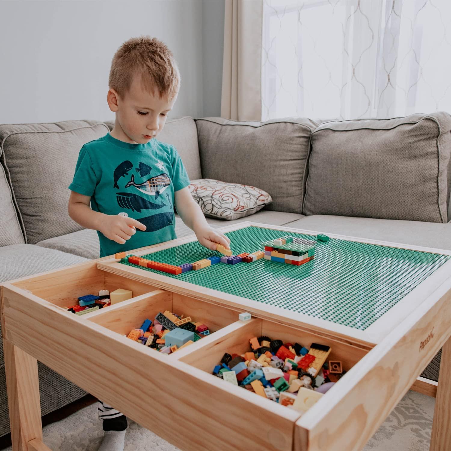 Papablic Papablic 2 in 1 Kid Activity Table with Large Storage for Older Kids Compatible with Lego Building Block for Boys Girls