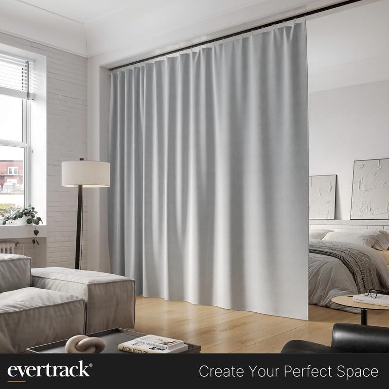 EverTrack EverTrack Curtain Track - Ceiling Mounted Curtain Rail for Curtains, Drapes, and Room Dividers - USA Made - Small (8 Feet), Jet Black