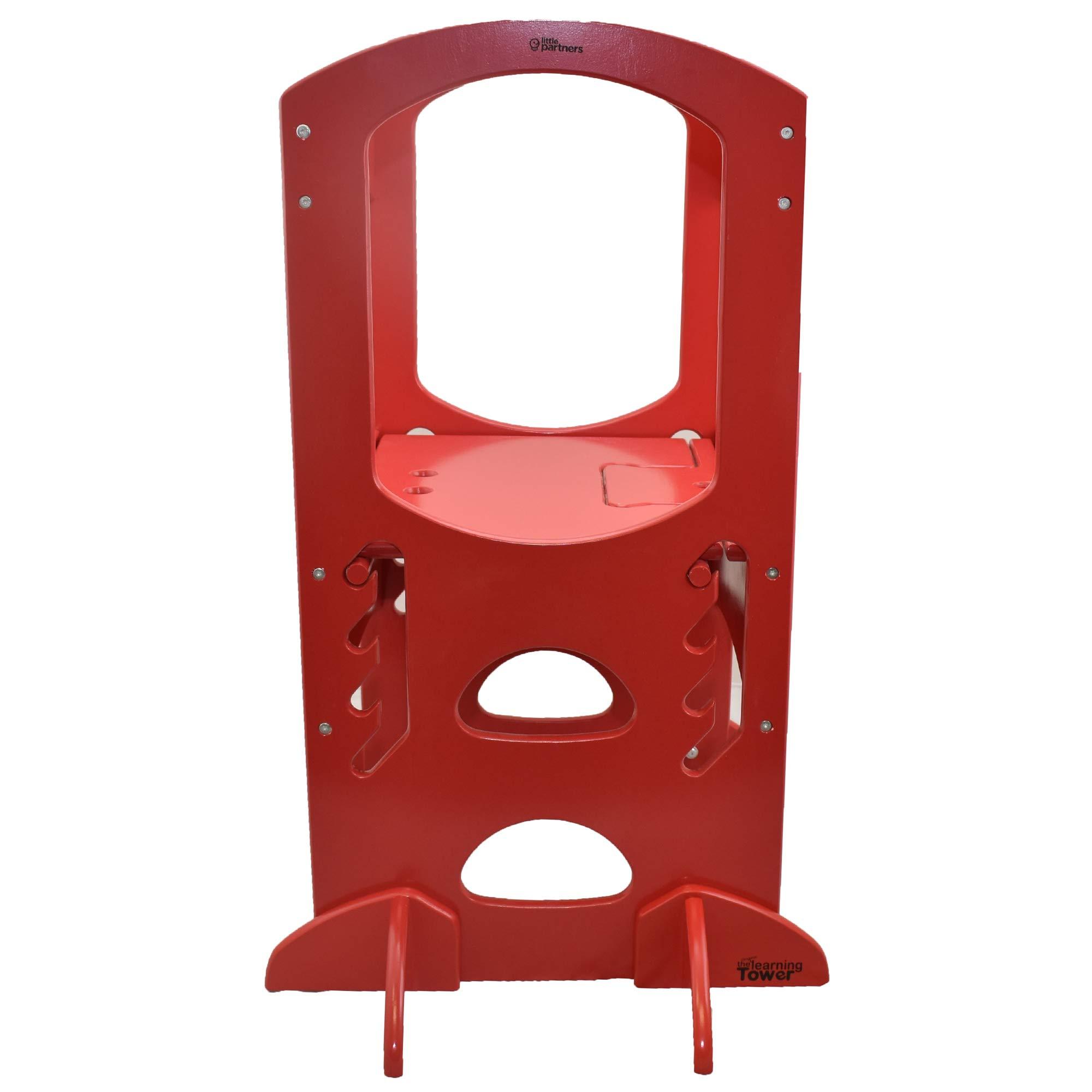 Little Partners Kids Learning Tower, Toddler Tower by Little Partners, Child Kitchen Stool Helper Adjustable Height, Counter Step-Up Active Standing Tower (Red)