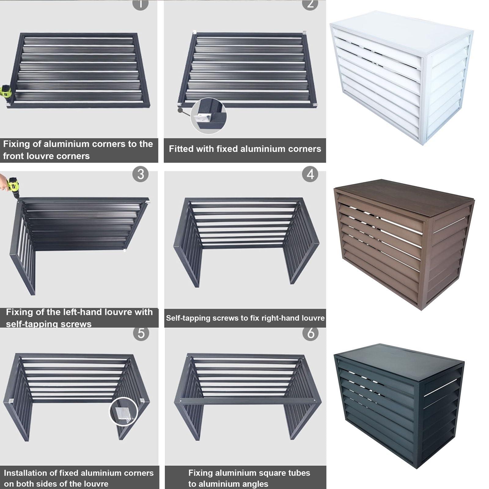 SDVantage Outdoor air conditioner cover, exterior air conditioning unit cover, mini split condenser cover, Aluminum alloy air conditioner frame, Dustproof and waterproof, Suitable for indoor and outdoor (Brown