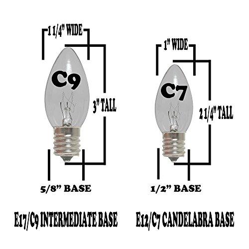 Novelty Lights C9 Clear 100 Foot Christmas String Light Set - Outdoor Christmas Light String - Hanging Christmas Lights - Roofline Light String - Outdoor Patio String Lights - Green Wire - 125 Bulbs