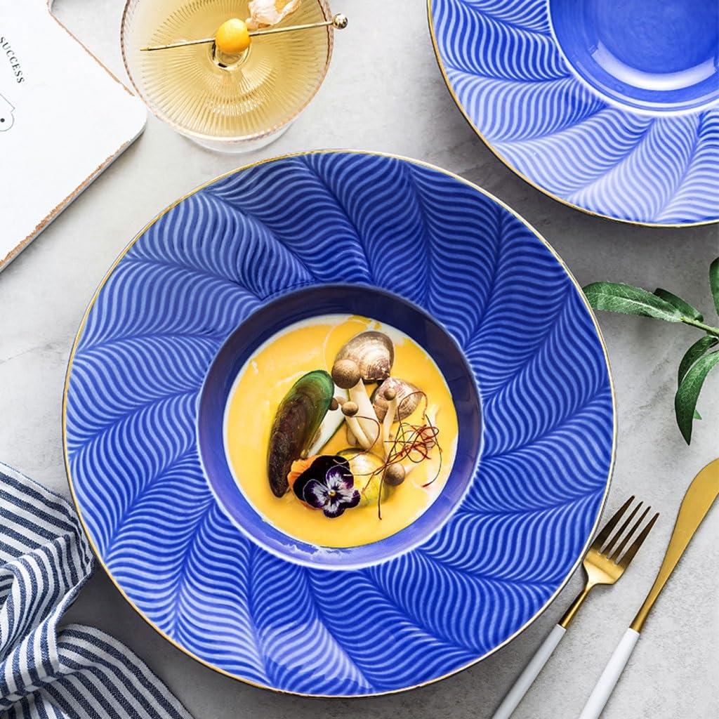 SOPAMI SOPAMI Plates Plate Household Large Deep Plate French Soup Plate European Tableware Western Restaurant Ceramic Dinner Plate Dinner Dinnerware(Large)