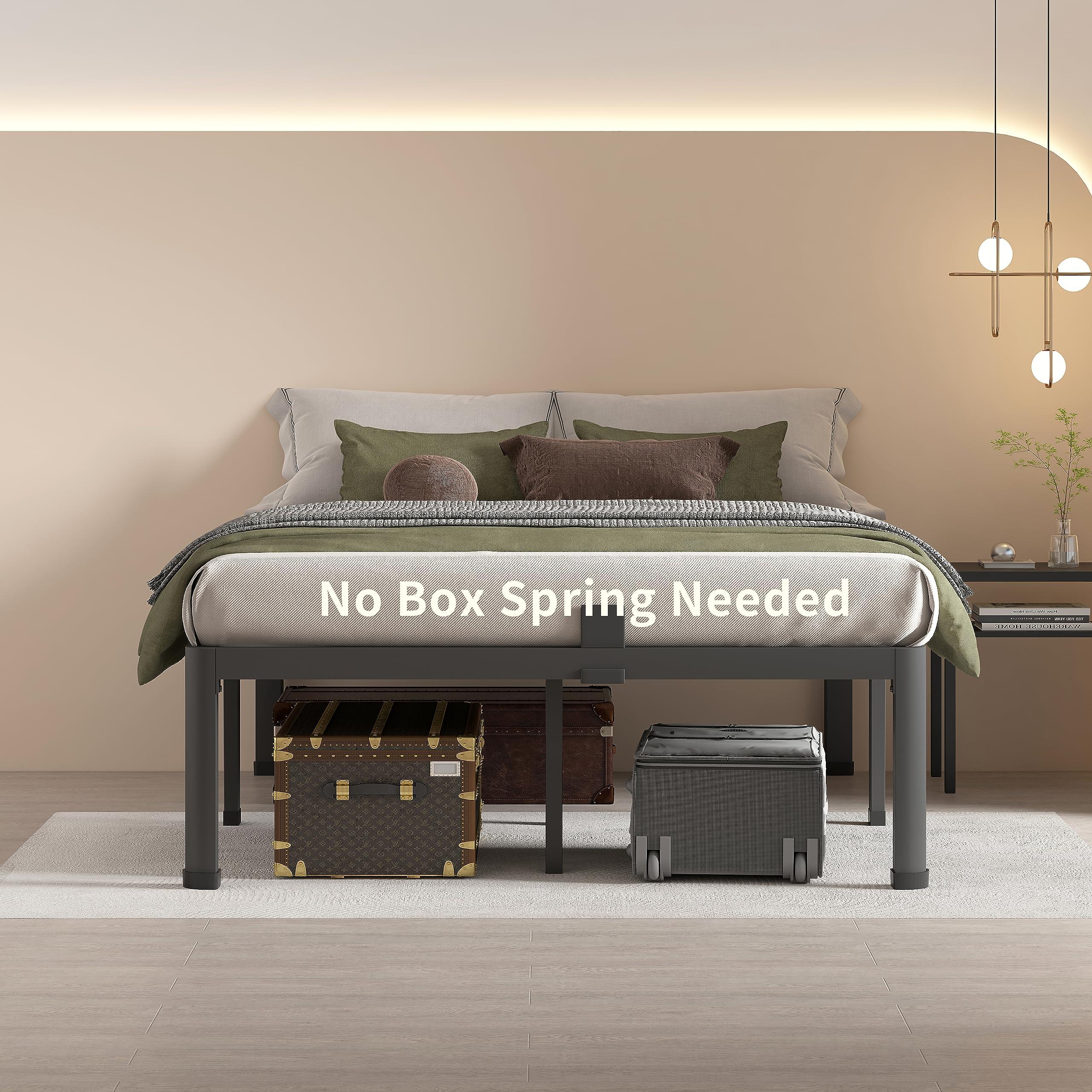 MAF MAF 14 Inch Full Size Metal Platform Bed Frame with Round Corner Legs, 3000 LBS Heavy Duty Steel Slats Support, Noise Free, No Box Spring Needed, Easy Assembly