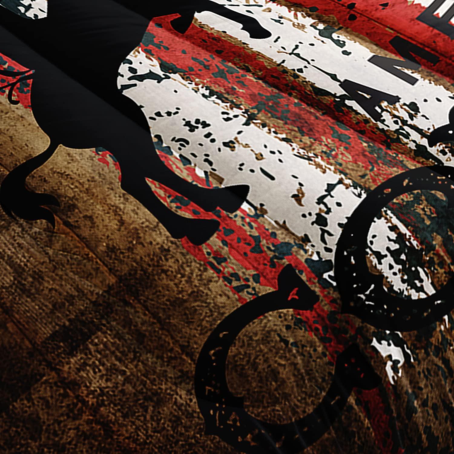 AILONEN AILONEN Western Cowboy Comforter Set for Kids Boys Teens, Rodeo Cowboy Riding Bull with Old Ranching Rope Bedding Set Full Size United States Retro Country Style,3-Piece,1 Quilt and 2 Pillowcases