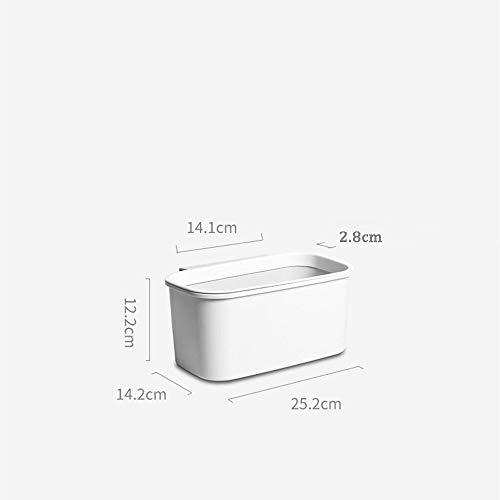 Suuim Garbage Bin Trash Can, Square Garbage Bag Holder Trash Can Kitchen Garbage Bag Cupboard Door Back Hanging Drawer Storage Rack Cabinet Trash Rack (White)