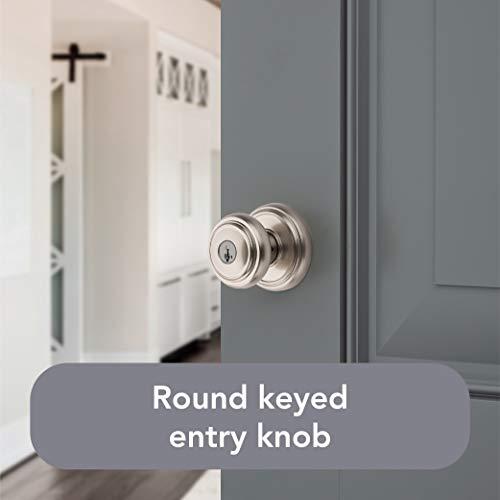 Baldwin Baldwin Alcott, Entry Door Knob Handle with Keyed Lock Featuring SmartKey Re-key Technology and Microban Protection, in Satin Nickel