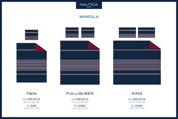 Nautica Nautica - Queen Comforter Set, Cotton Reversible Bedding with Matching Shams, Medium Weight for All Seasons (Mineola Navy, Queen)