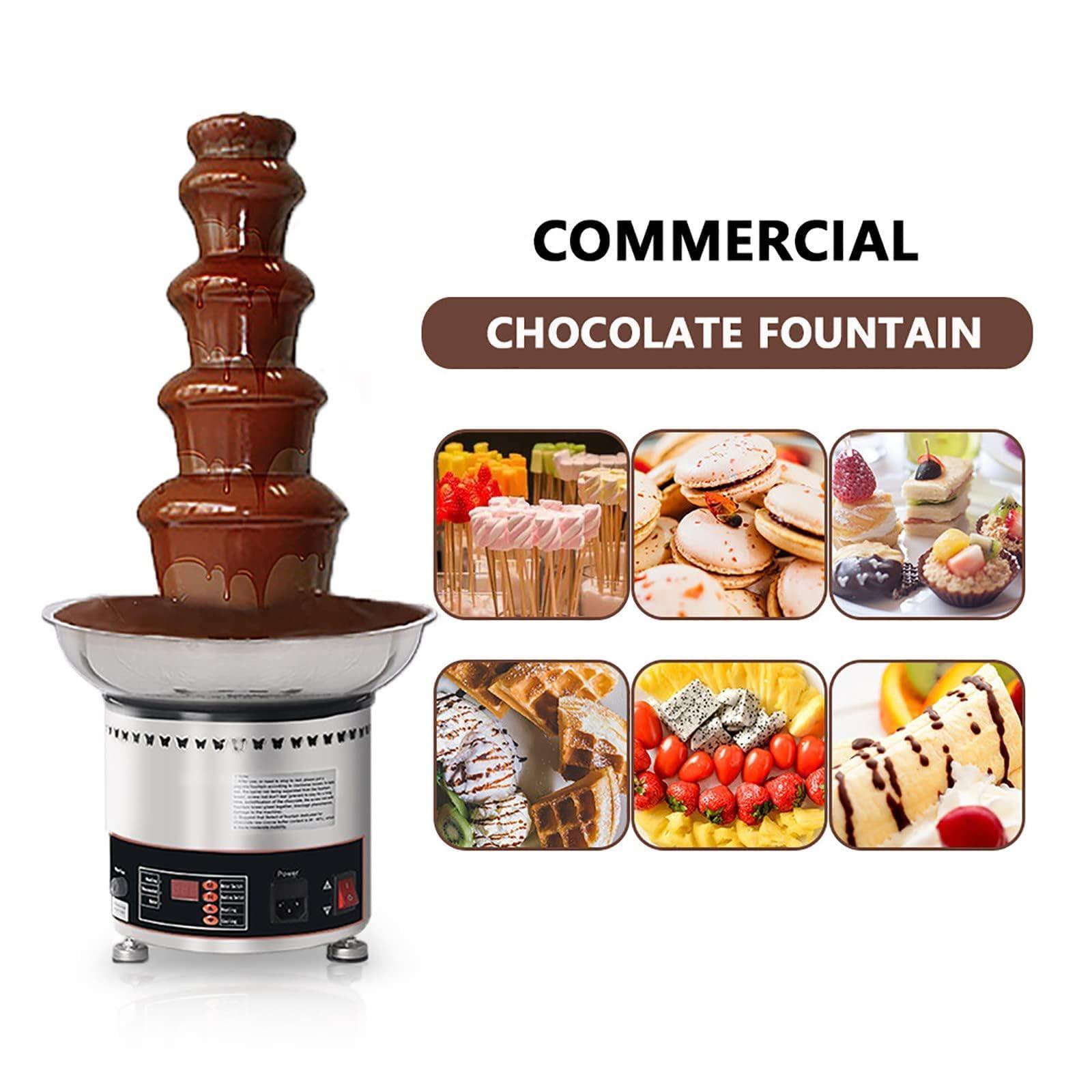 JavoN 5 Tier Stainless Steel Chocolate Fondue Fountain - 4Kg Capacity, Electric Stainless Chocolate Melts, Digital Display Control & Removable, Nuts Or Party, Cooking Household Birthday Christmas
