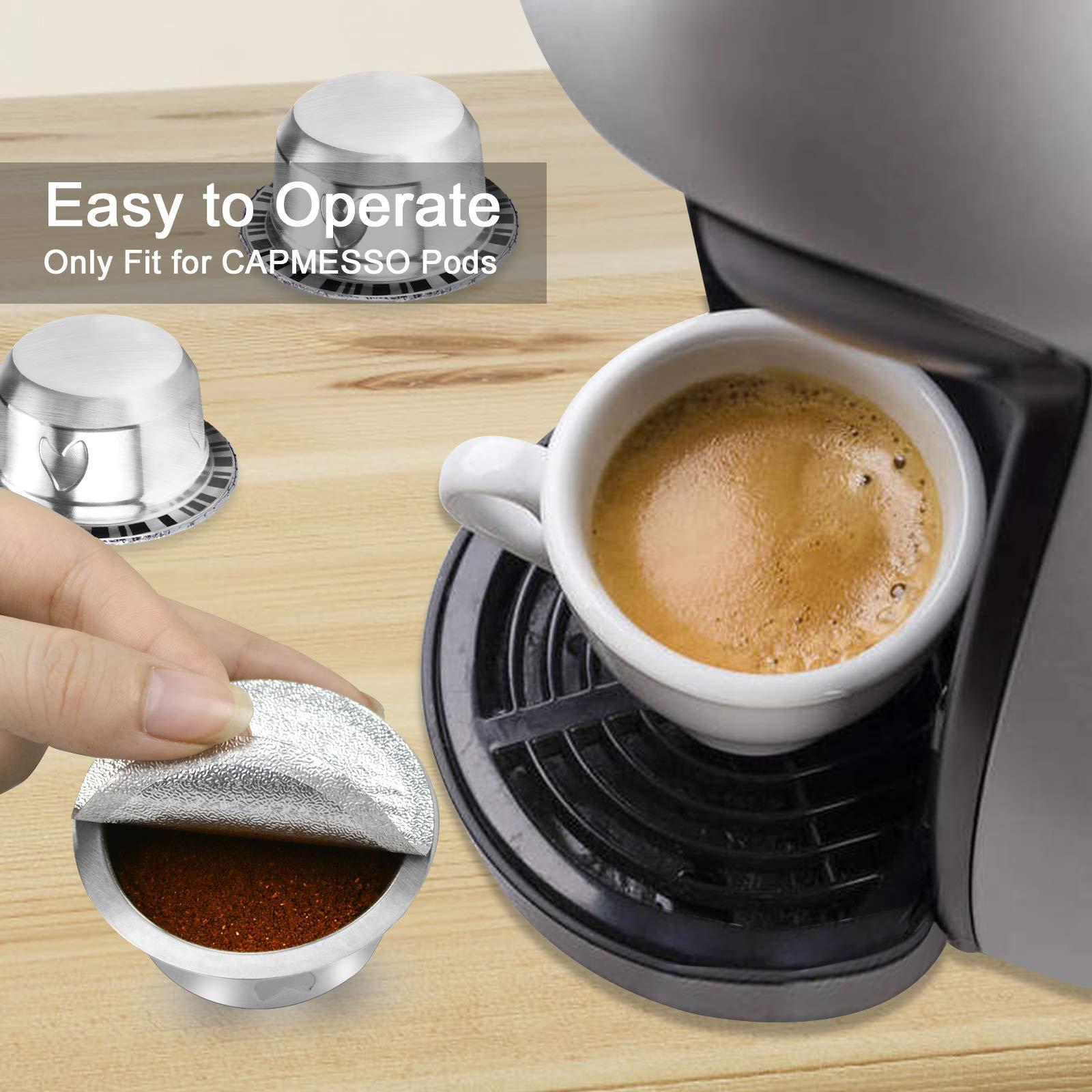 CAPMESSO CAPMESSO Reusable Vertuoline Pod Foil Lids, for CAPMESSO Vertuline Capsules Aluminum seals Reusable Coffee Pod Stainless Steel Espresso Refillable Vertuoline Capsule Foil Lids(100pcs/57MM in diameter)