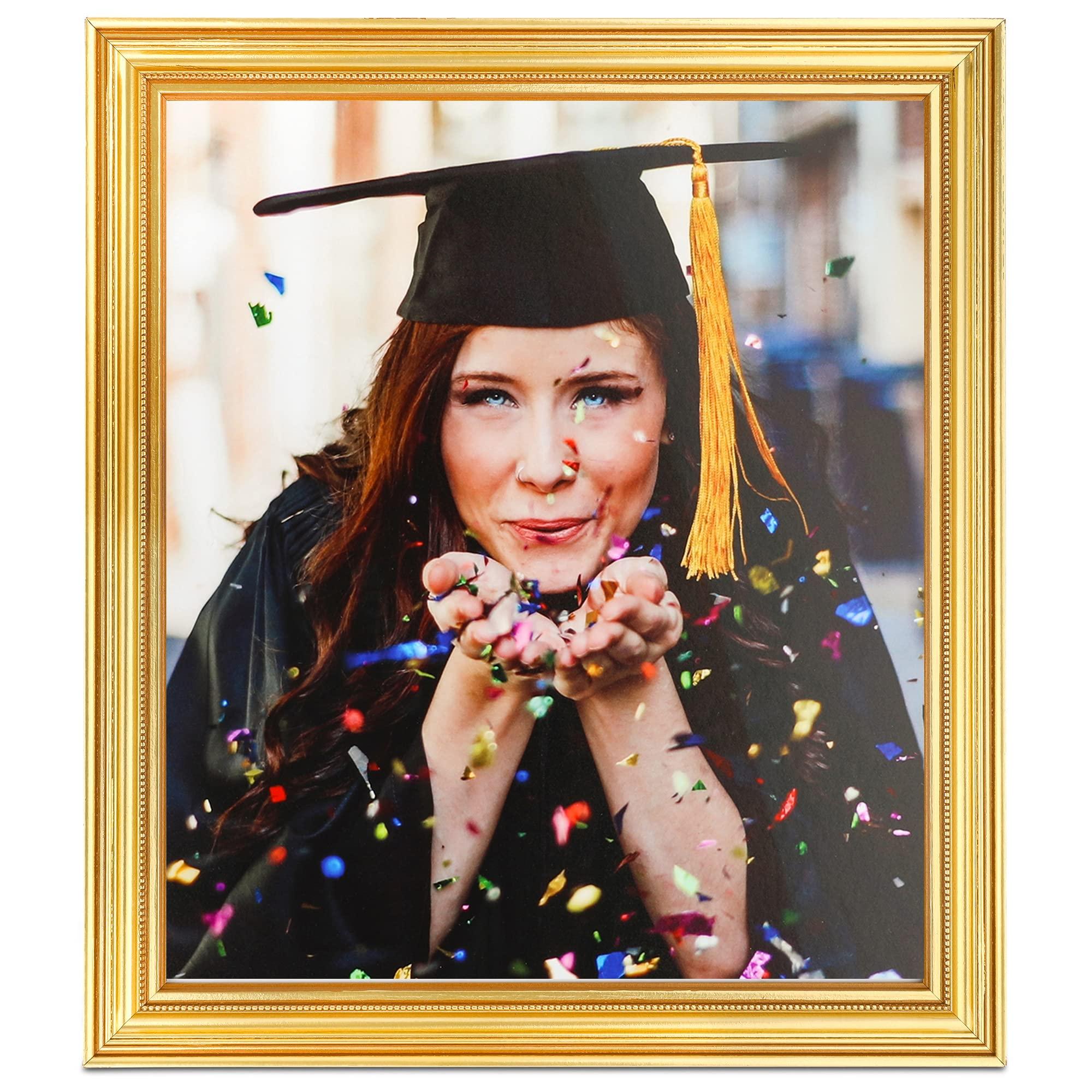 ArtToFrames ArtToFrames 24x35 Inch Gold Picture Frame, This 1.28 Inch Custom Wood Poster Frame is Gold - Comes with Foam Backing 3/16 inch and Regular Acrylic (FBPL0066-81375-YGLD-24x35)