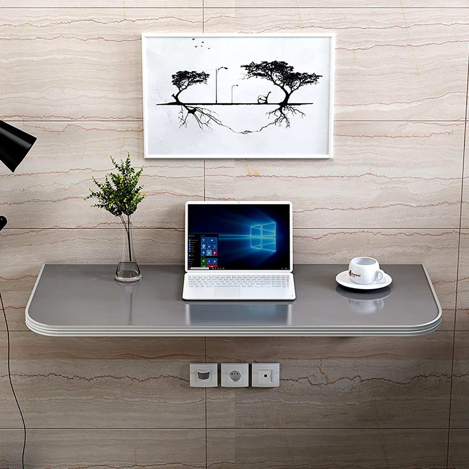 OTHZON OTHZON Breakfast Bar Table, Folding Wall Mounted Tables Fold-Down Wall Table Kitchen Drop Leaf Dining Table Work Table | Small Space Saving Hanging Table, Stainless Steel (Size : 31.4x11.8in)