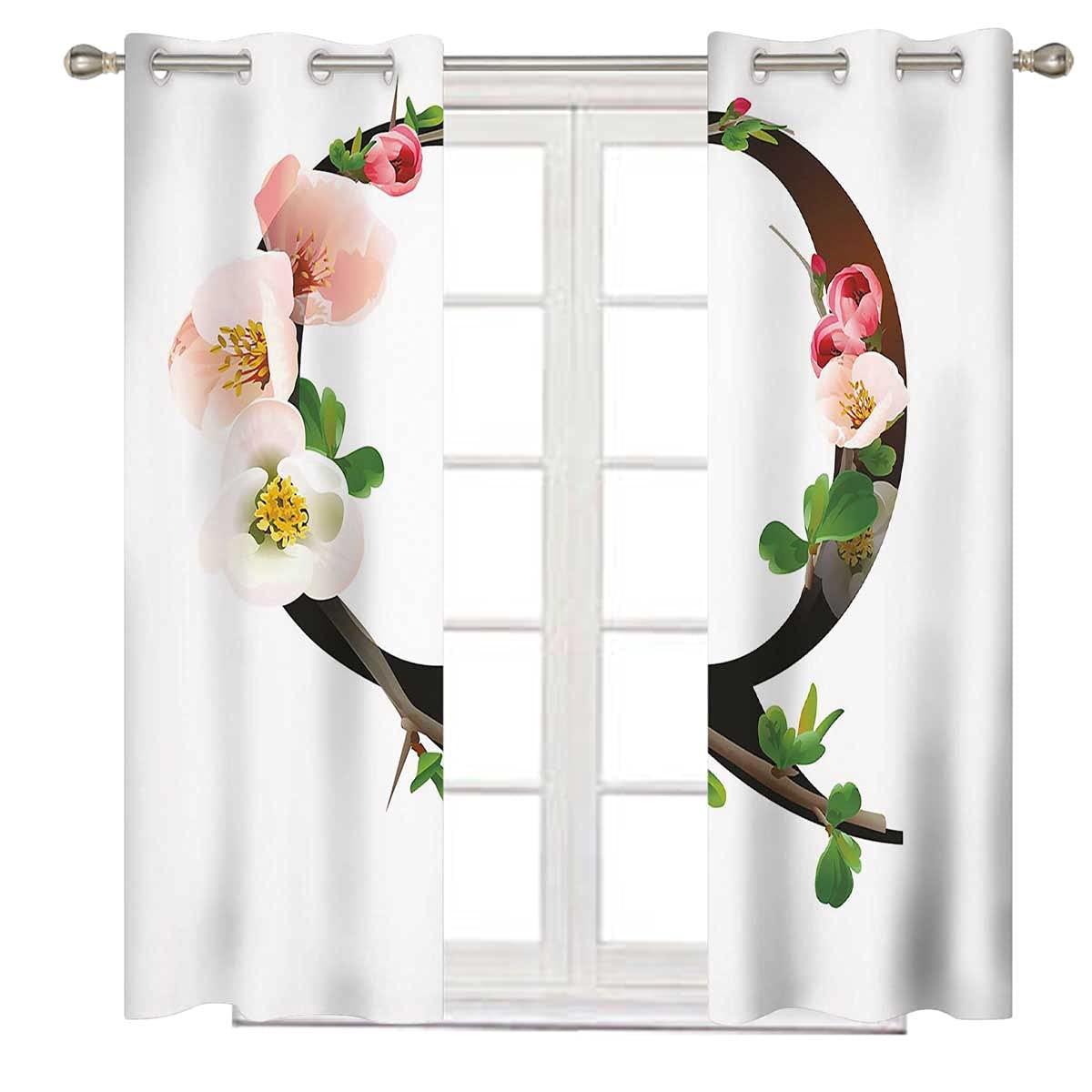 ViLJe Blackout Curtain Liners 72 Inches Length, Q with Quince Flora Modern Thermal Insulated Curtain for Bedroom 63 x 72 Inch