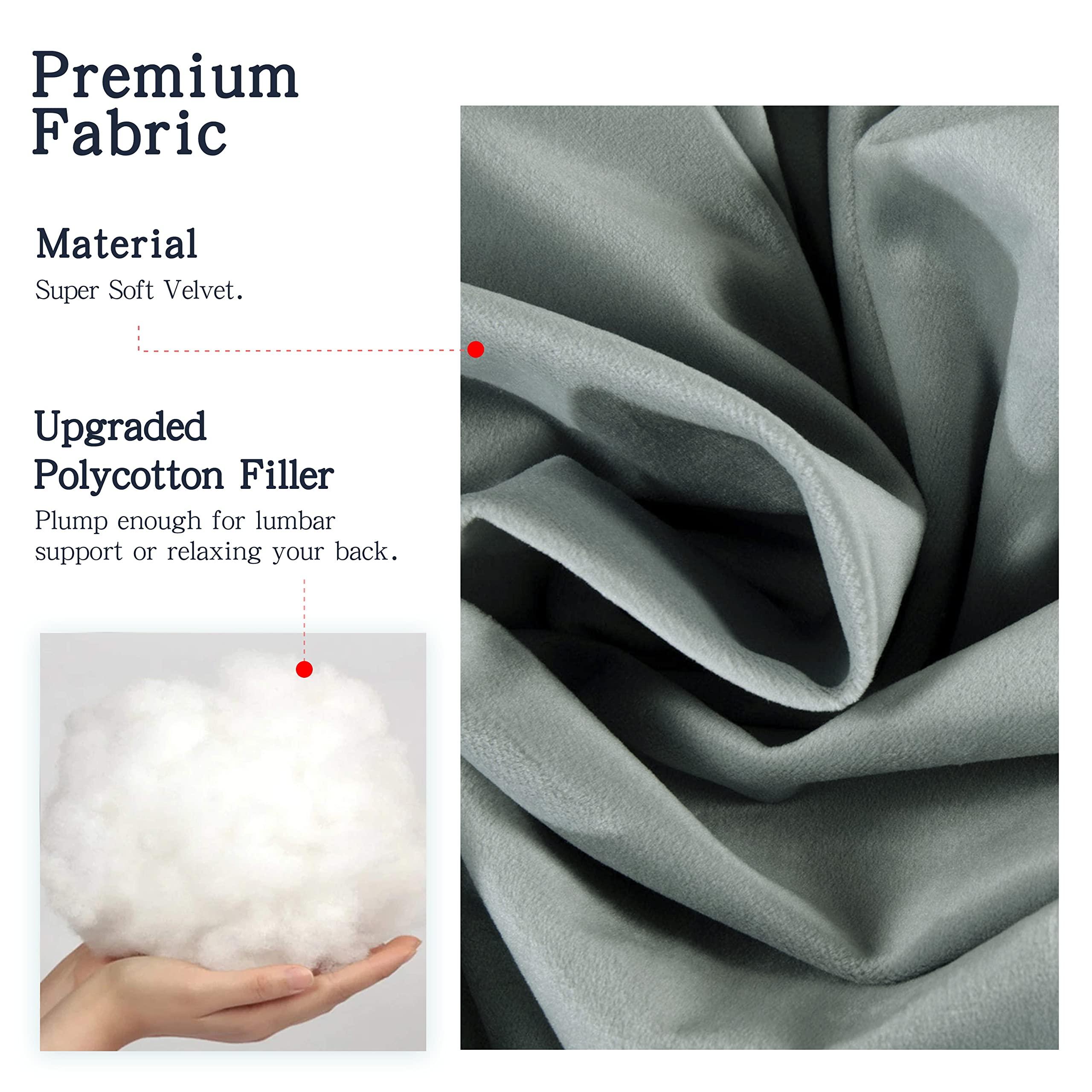 VERCART VERCART Large Headboard Pillow Wedge Bed Rest Reading Pillow Daybed Pillows Triangular Headboard Wedge Pillows Bolster Gap Filler Triangle Back Cushion Long Wedge Pillow, Velvet Light Gray Twin