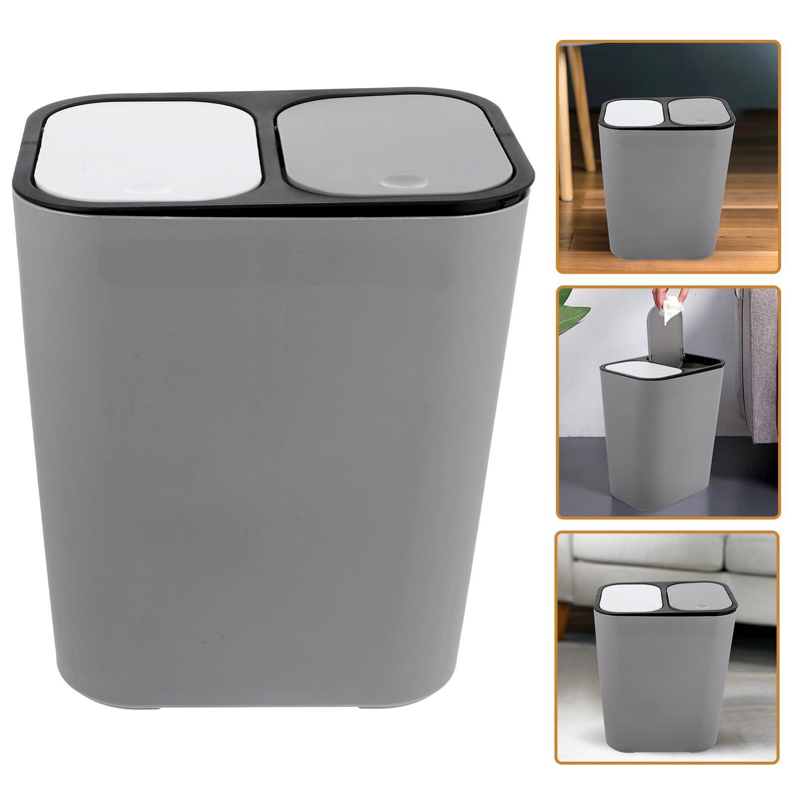 Veemoon Veemoon 15 L Kitchen Trash Can Dual Compartment Recycle Trash Can Open Double Garbage Bin Bucket Dry Wet Classified Wastebasket Rubbish Bin Liter Bin for Office Bathroom Home School Bedroom