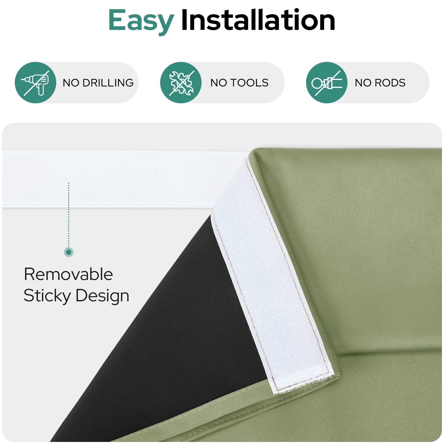 HOMEIDEAS HOMEIDEAS 100% Blackout French Door Curtains, Privacy Door Curtains for Window, 26 X 68 Inch Room Darkening Blinds, Thermal Insulated Window Shades for Bedroom, 1 Panel, Sage Green