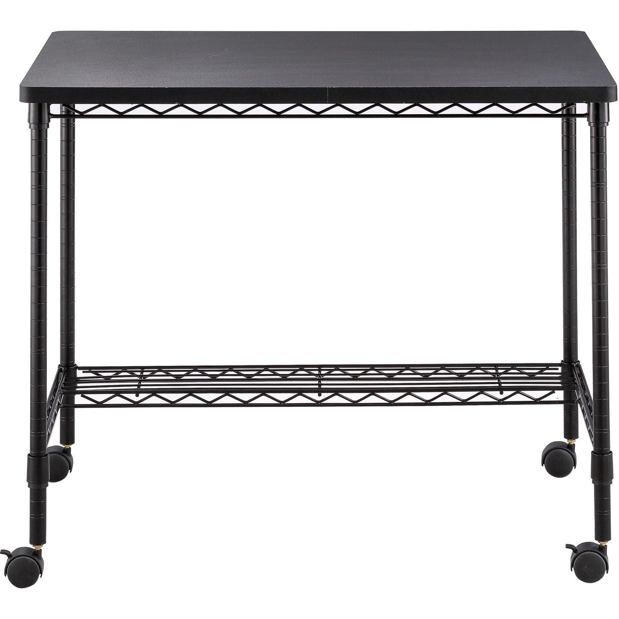 Safco Safco Products 5203BL Mobile Home Office, Kitchen & Garage Wire Desk, Steel Frame, Multi-Use Melamine Top, Wheeled or Stationary Base, Great for Apartments and Dorms, Black