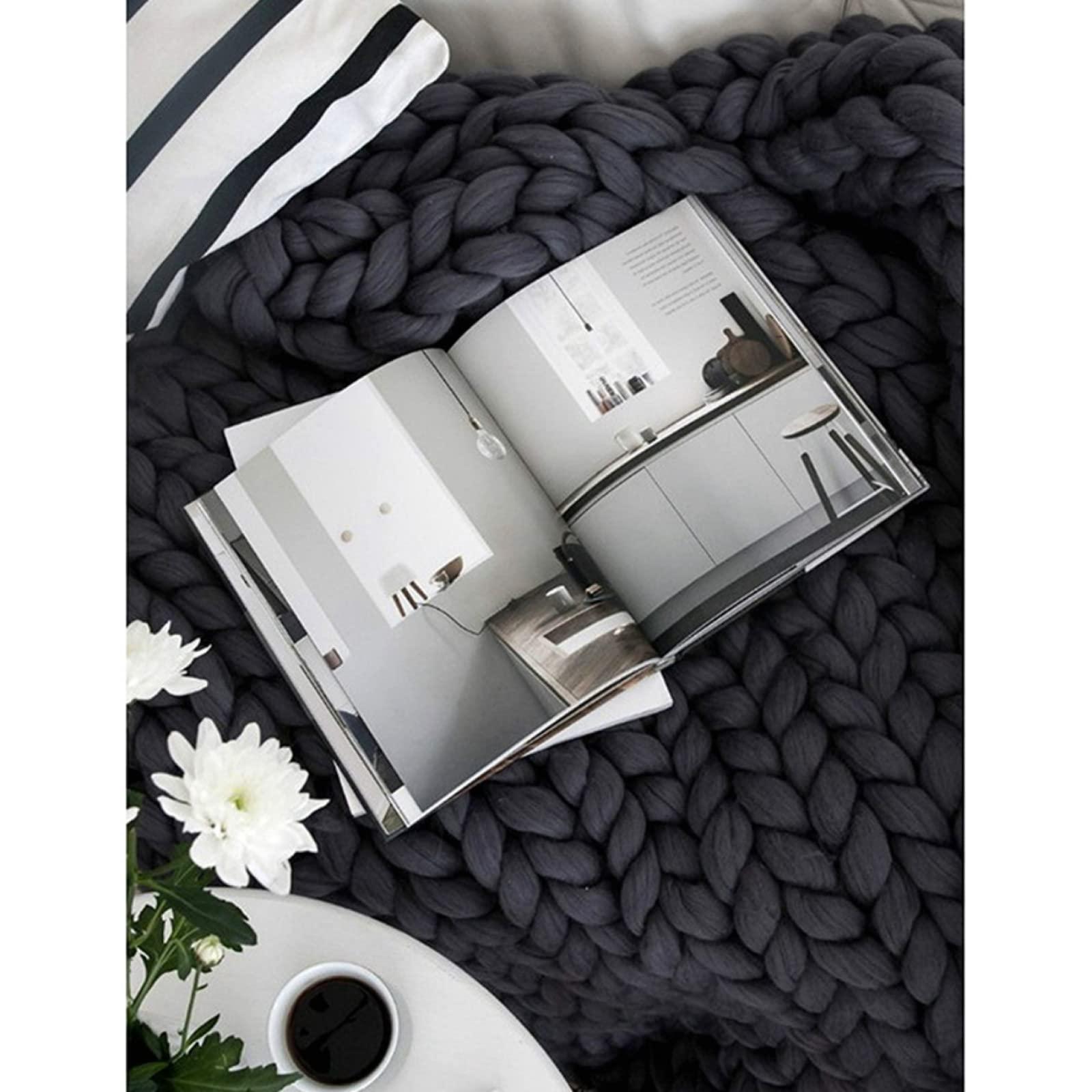 TRGCJGH TRGCJGH Chunky Knit Blanket,Knitted Throw Blanket for Sofa,Soft Knitted Yarn Blanket, for Your Bed, Sofa, Bedroom, Living Room Or Home Decor,Grey-4771in