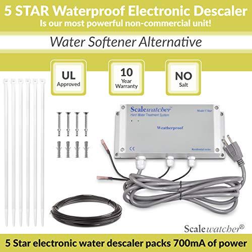 Scalewatcher Scalewatcher 5 Waterproof Electronic Descaler | USA Made & Patented Hard Water Softener/Conditioner Alternative | 700mA Salt-Free Electric Limescale Remover for Swimming Pool, Irrigation & More