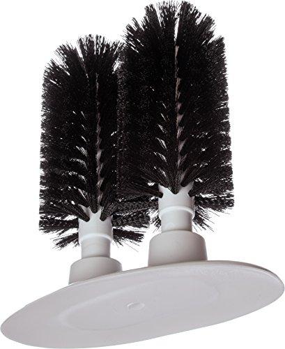 Carlisle FoodService Products SPARTA 4046003 Plastic Twin Glass Washer, Scrub Brush With Suction Base, 8 Inches, Black