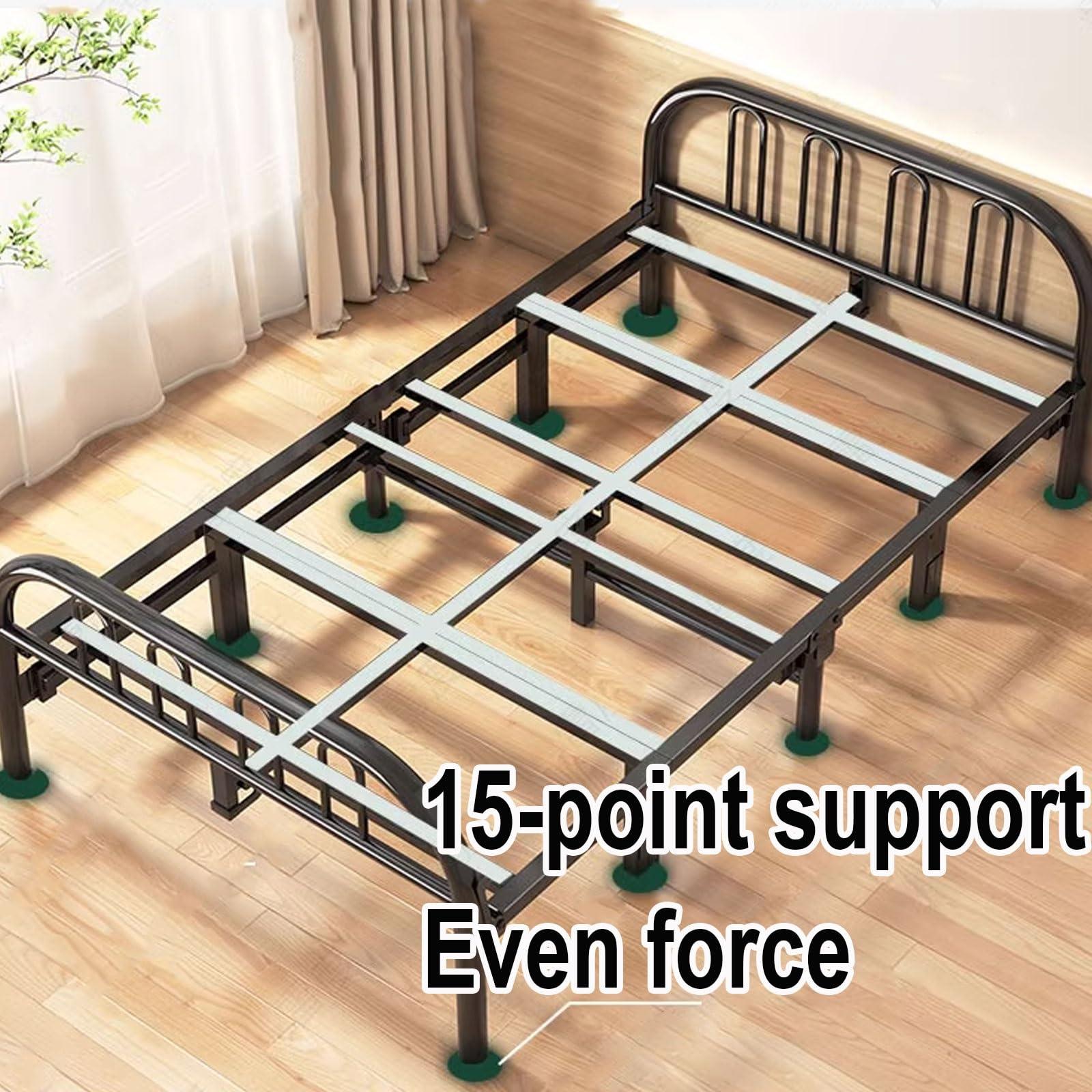 AoForce Fold Up Beds for Adults Metal Folding Bed Frame, No Tools Required 4-fold Design for Easy Storage Ideal for Small Apartments, Guest Rooms, Twin, Black(190 * 90 * 78CM)