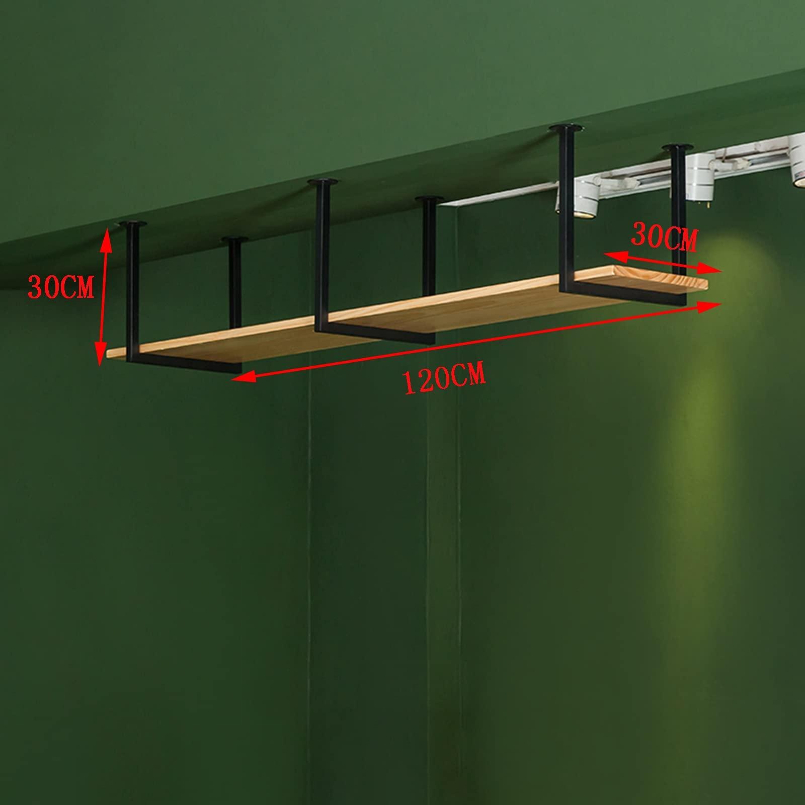 WWTSMYXGS Wine Rack Ceiling Shelf Mounted Floating Suspended, Ceiling Wine Glass Racks, European Hanging Wine Racks, Hanging Kitchen Bar Rack/Decorative Holder/Storage Shelf Home Decoration (120 * 30 * 30CM)