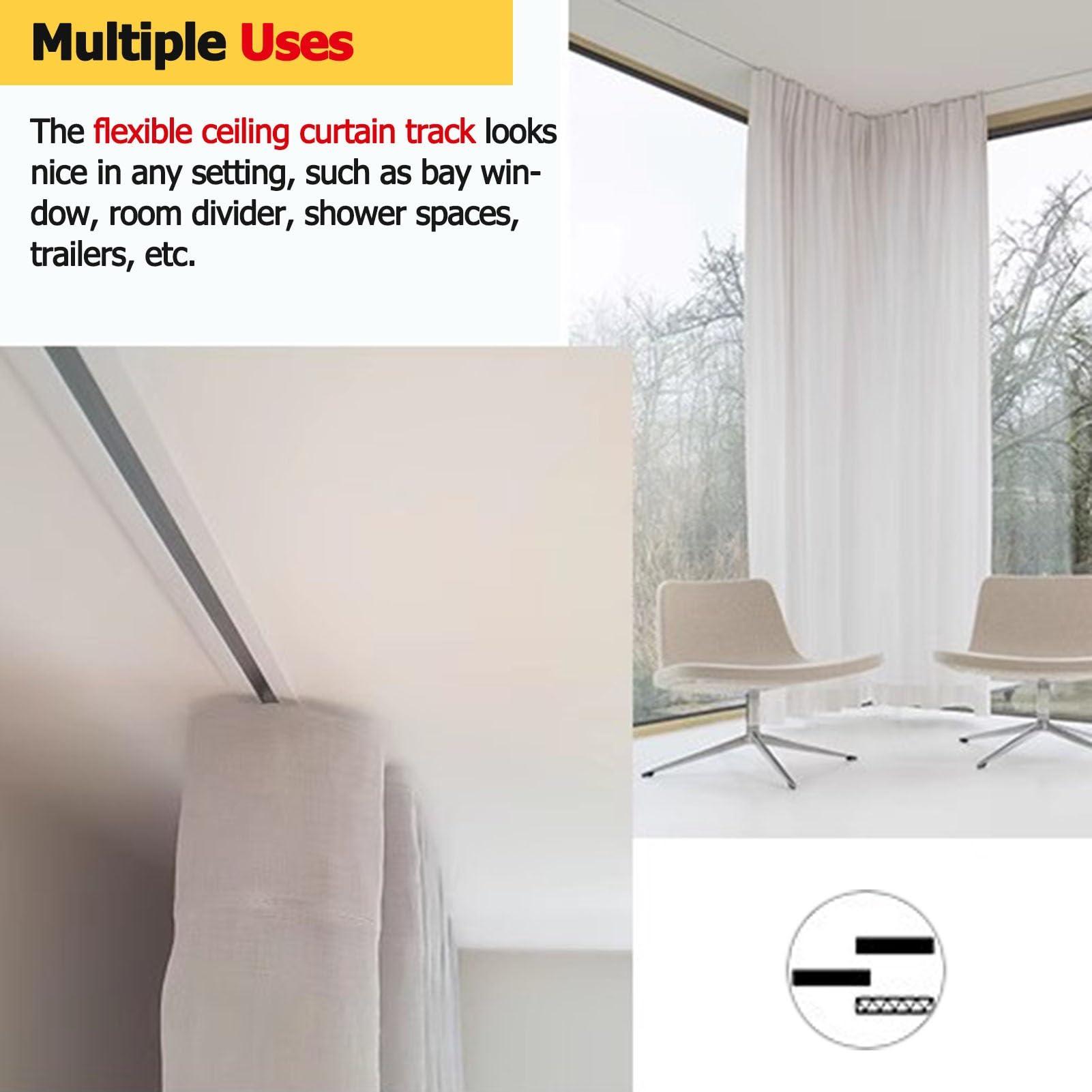 YXXSDP Room Divider Curtains Track, Flexible Cuttable Ceiling Track System/Area Privacy & Partition Bendable Rod, with Mute Rollers, for Homes Hotels Shower Classrooms (Size : 1.5m/4.9ft)