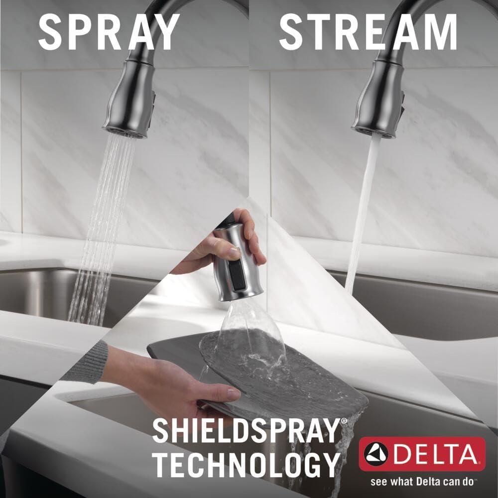 DELTA FAUCET Delta Faucet Leland Touch Kitchen Faucet Brushed Nickel, Kitchen Faucets with Pull Down Sprayer, Kitchen Sink Faucet, Touch Faucet for Kitchen Sink, Touch2O Technology, Arctic Stainless 9178T-AR-DST