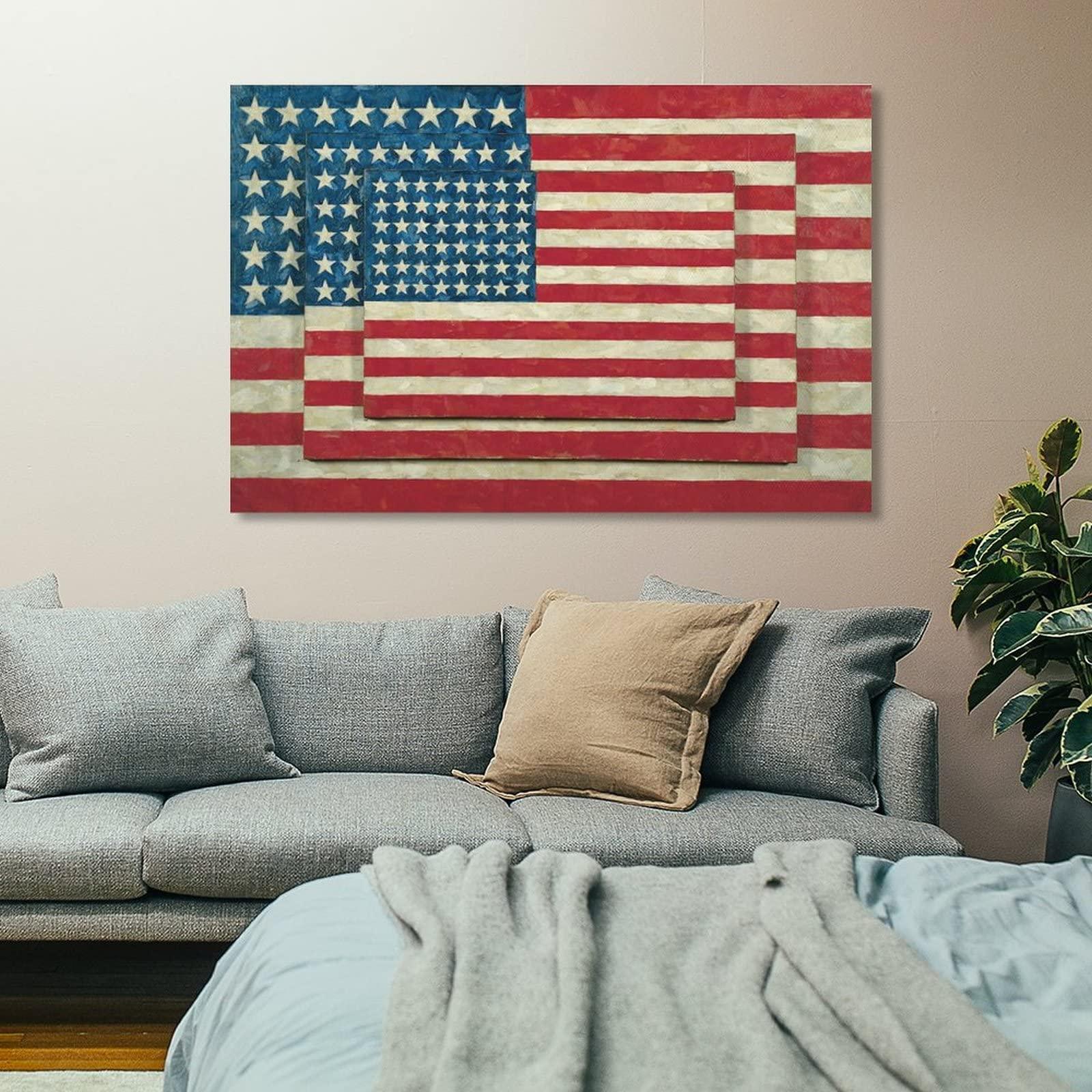 CGUSX Jasper Johns - Three Flags Poster Decorative Painting Canvas Wall Art Living Room Posters Bedroom Painting 16x24inch(40x60cm)