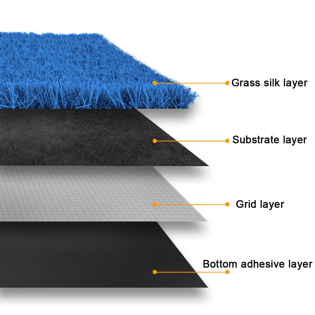 pujindu pujindu Artificial Grass Mat Outdoor Area Runner Rugs Synthetic Artificial Grass Turf Rug, High Density Fake Faux Grass Turf Lawn Rug, Custom Sizes (Color : Blue, Size : 19.6x31.4in)
