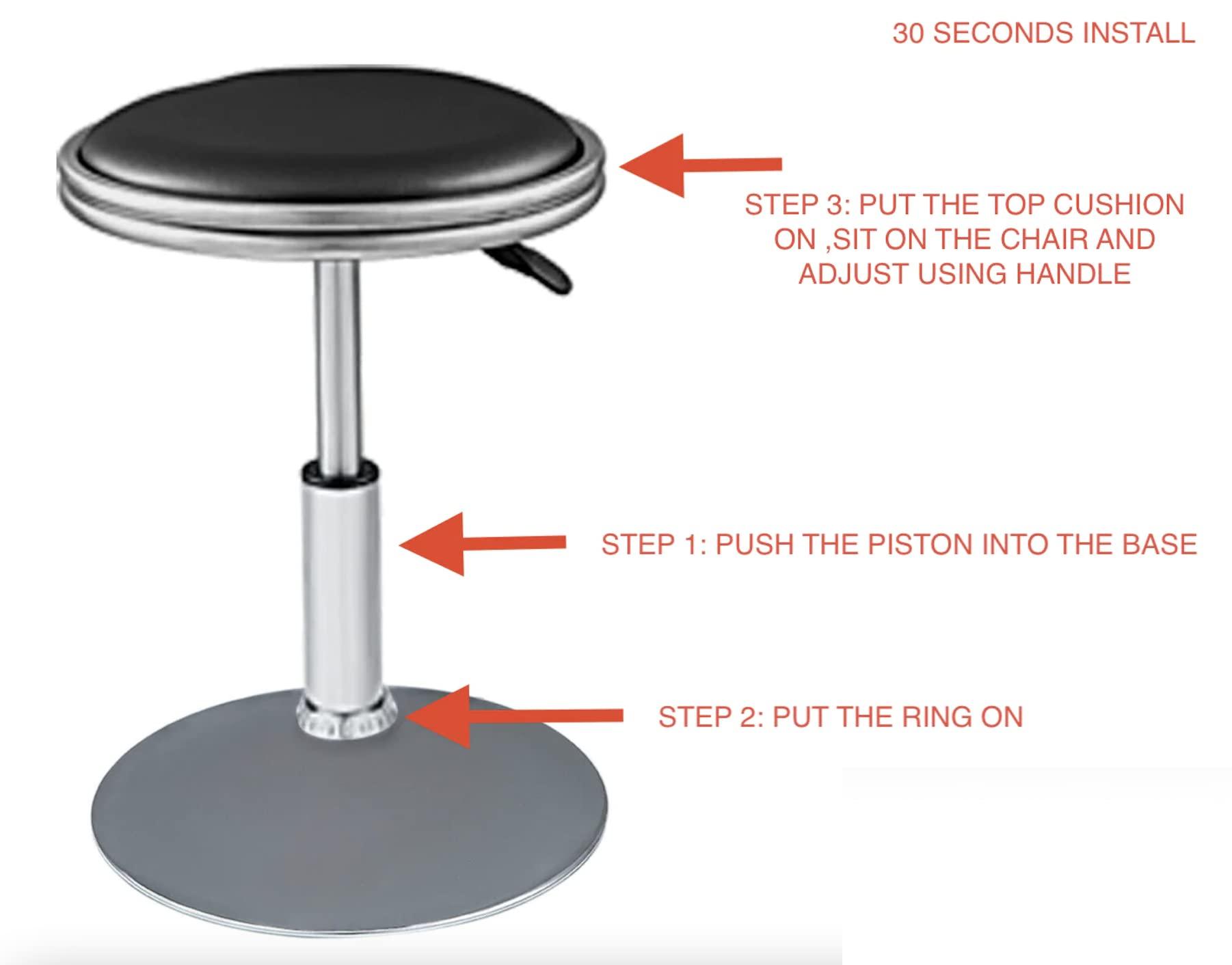 TOP US VIDEO ARCADES Top Us Arcades Set of 2 Swivel Bar Stools Easy Adjustable Height Leather Padded Cushion Work Home Bar Man Cave Arcade Room Garage Padding Black top Shiny Chrome
