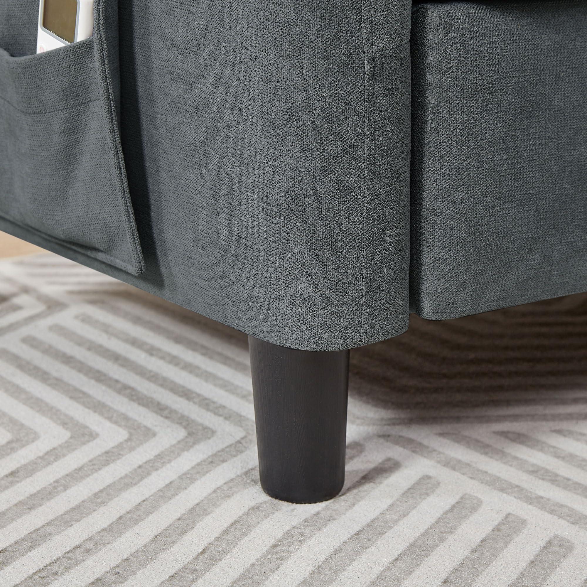 Soscana Soscana Sectional Sofa for Living Room, 77" Small L Shaped 3 Seater Couch with Reversible Chaise Polyster Fabre for Apartment Small Space, Dark Grey