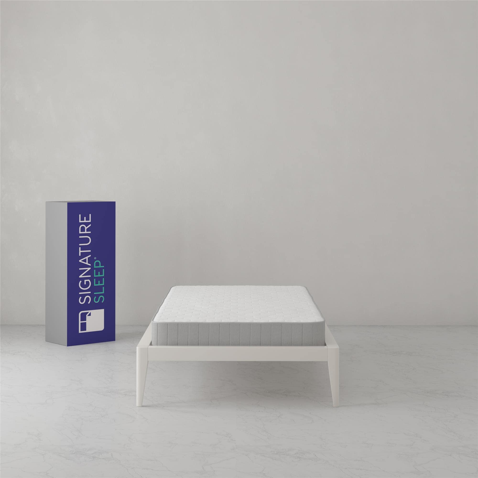 Signature Sleep Signature Sleep,Polyester Tranquility 6 Inch 2-Sided Flippable Bonnell Spring Coil Mattress, Twin Size,Medium GreenGuard Gold Certified,White